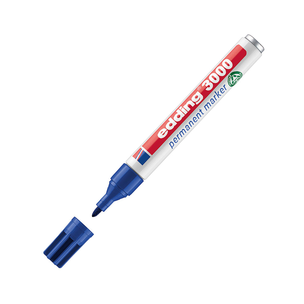 Bluepixel Equipamentos e Serviços Informáticos Lda | Marcador Permanente Edding 3000 Azul 1,5-3mm - Escreva com Precisão Edding Marcadores