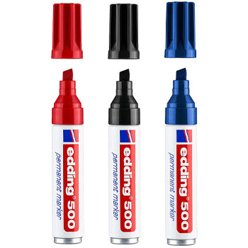 Bluepixel Equipamentos e Serviços Informáticos Lda | Marcador Permanente Edding 500 Grosso 2-7mm 3 Cores - Conjunto 3un Edding Marcadores
