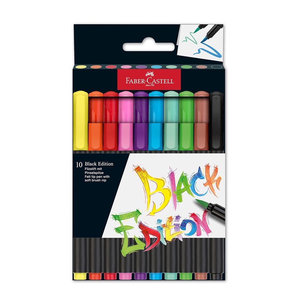 Bluepixel Equipamentos e Serviços Informáticos Lda | Marcador Feltro Faber Castell Black Edition Ponta Pincel 10x Faber-Castell Marcadores