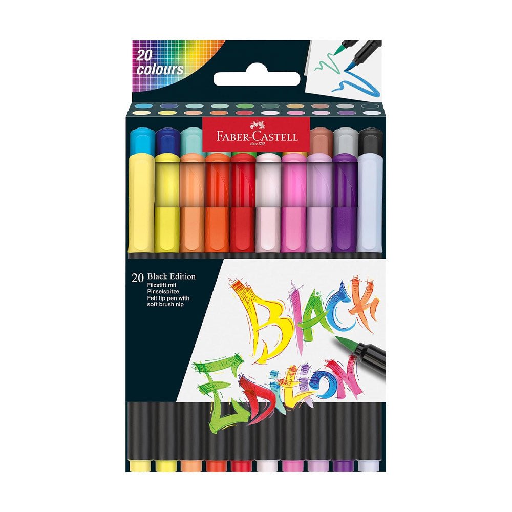 Bluepixel Equipamentos e Serviços Informáticos Lda | Marcador Feltro Faber Castell Black Edition Ponta Pincel 20x Faber-Castell Marcadores