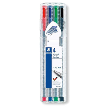 Bluepixel Equipamentos e Serviços Informáticos Lda | Marcador Fino Staedtler Triplus 0,3mm, 4 Cores - 4 Unidades Staedtler Marcadores