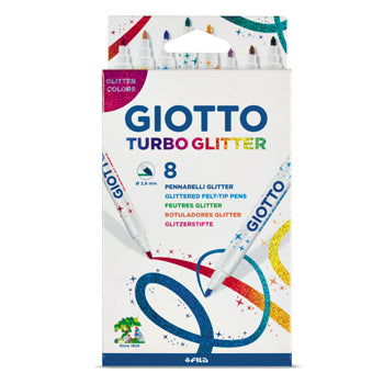 Bluepixel Equipamentos e Serviços Informáticos Lda | Marcador Feltro Giotto Turbo Glitter 8 Unidades – Tintas Brilhantes Giotto Marcadores