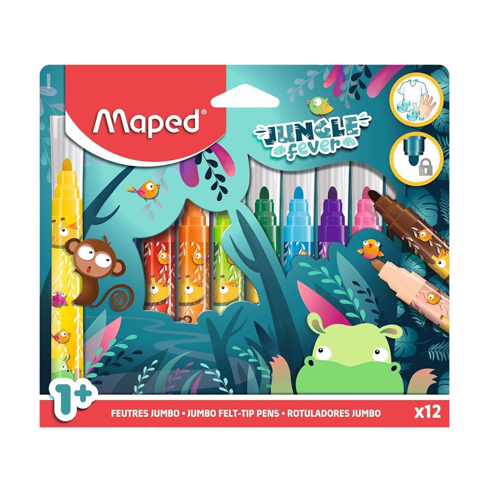 Bluepixel Equipamentos e Serviços Informáticos Lda | Marcador Feltro Maped Jungle Fever Jumbo - 12 Unidades Maped Marcadores