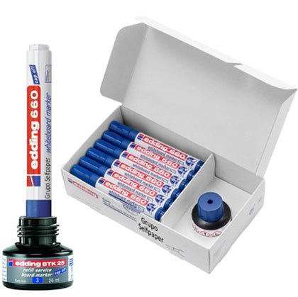 Bluepixel Equipamentos e Serviços Informáticos Lda | Marcador Edding 660 Azul para Quadros Brancos - Pacote com 20+15 unidades Edding Marcadores