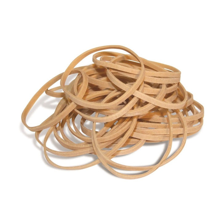 Elásticos Neutral de 50mm nº14, pacote com 250g, resistência média, ideal para artesanato e trabalhos manuais.