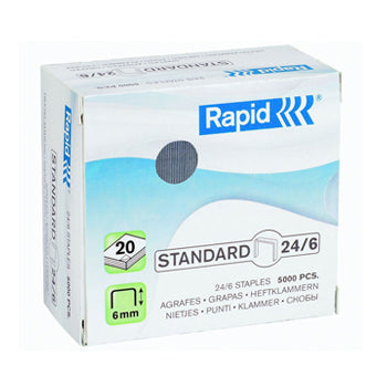 Bluepixel Equipamentos e Serviços Informáticos Lda | Agrafos 24/6 Rapid para 20 Folhas - Caixa com 5000 Unidades Rapid Agrafos