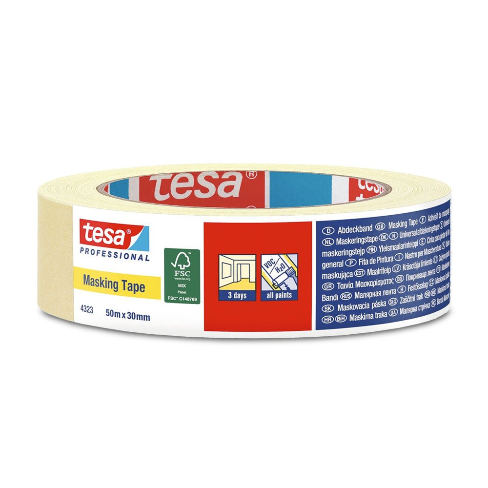 Bluepixel Equipamentos e Serviços Informáticos Lda | Fita Adesiva Crepe Tesa Professional 30mm x 50m Tesa Pinturas