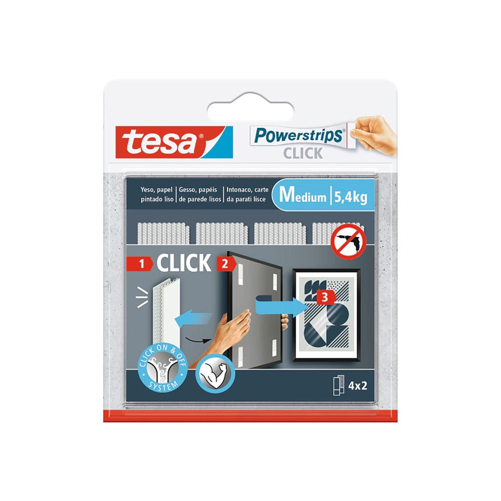 Bluepixel Equipamentos e Serviços Informáticos Lda | Tiras de Fixação Tesa Powerstrips Click 80x20mm - 4x2 Unidades Tesa Fixadores