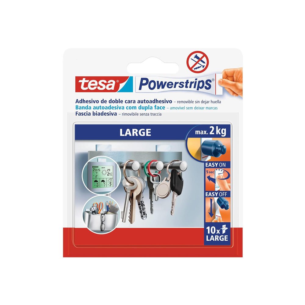 Bluepixel Equipamentos e Serviços Informáticos Lda | Tiras Adesivas Tesa Powerstrips 50x20mm 10 Unidades | Fixação Segura Tesa Fixadores