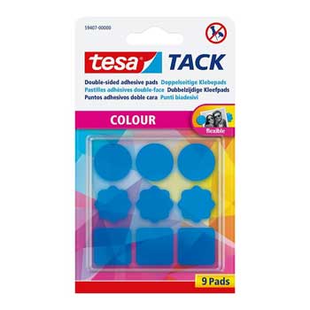 Bluepixel Equipamentos e Serviços Informáticos Lda | Pastilhas Bi-Adesivas TACK Tesa Azul – 9 Unidades | Fixação Forte Tesa Dupla Face