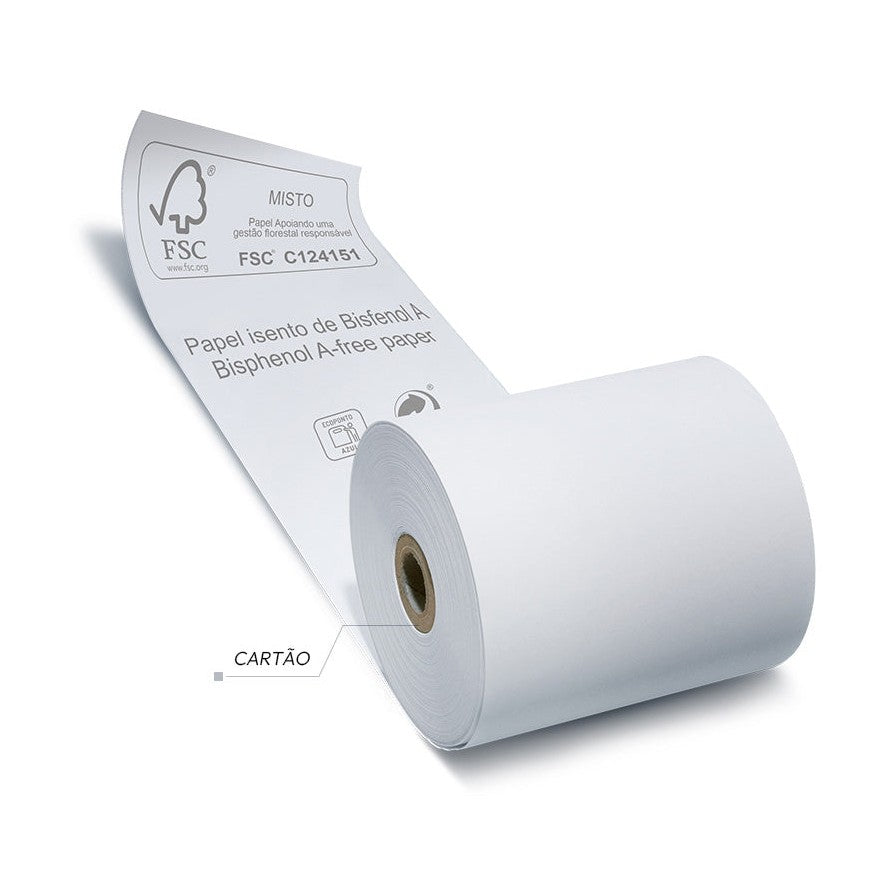 Rolos de papel térmico 80x60mm, pacote com 10 unidades, ideal para impressoras de recibos ou etiquetas.