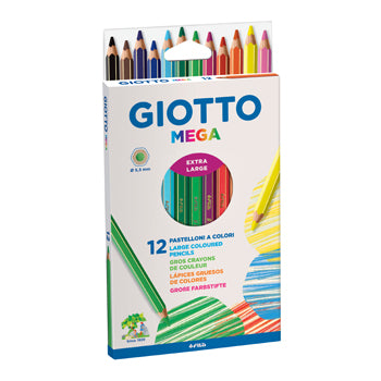 Bluepixel Equipamentos e Serviços Informáticos Lda | Lápis de Cor Giotto Mega 12 Unidades — 18cm, Coloridos e de Qualidade Giotto Lápis