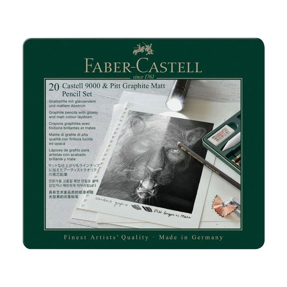 Bluepixel Equipamentos e Serviços Informáticos Lda | Lápis Grafite Mate Castell 9000 Pack 20 Peças | Desenho e Escrita Faber-Castell Lápis