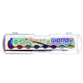 Bluepixel Equipamentos e Serviços Informáticos Lda | Aguarelas 8 Cores com Glitter + Pincel Giotto | Conjunto de Pintura Giotto Aguarelas