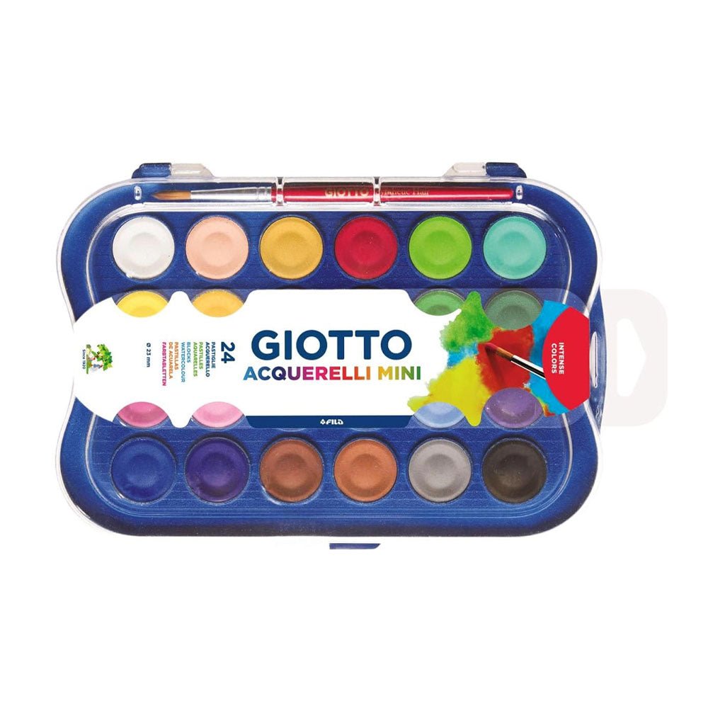 Bluepixel Equipamentos e Serviços Informáticos Lda | Aguarelas 24 Cores + Pincel Giotto - Conjunto de Pintura Artística Giotto Aguarelas