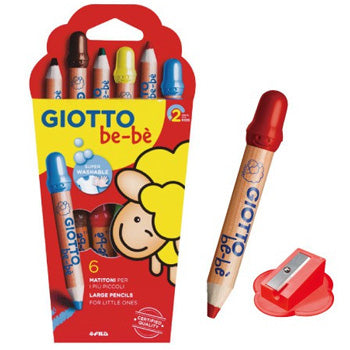 Bluepixel Equipamentos e Serviços Informáticos Lda | Lápis de Cor Giotto Be-Be 6 Un + 1 Afia – Material Escolar Infantil Giotto Be-Be Lápis
