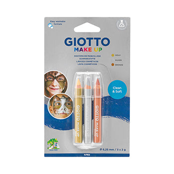 Bluepixel Equipamentos e Serviços Informáticos Lda | Lápis Facial Giotto Ouro, Prata e Bronze — 3 Cores para Maquiagem Giotto Diversos