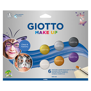 Bluepixel Equipamentos e Serviços Informáticos Lda | Pintura Facial com Pincel e Esponja Giotto Metalizadas - 6 Cores Giotto Pinturas de Corpo