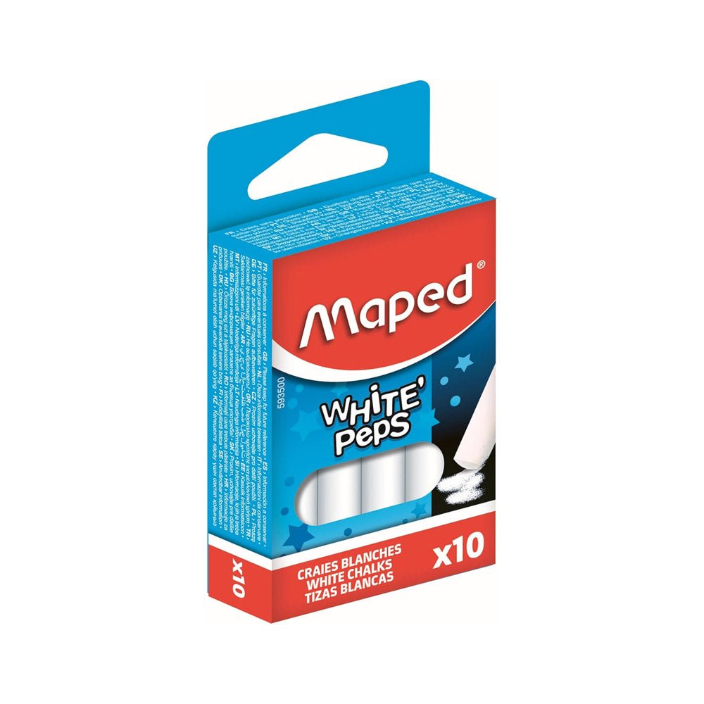 Bluepixel Equipamentos e Serviços Informáticos Lda | Giz Branco Maped 10un - Ideal para Quadros Brancos e Lousas Maped Giz