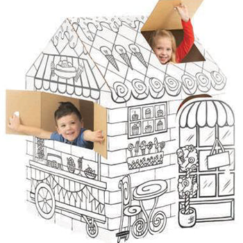 Bluepixel Equipamentos e Serviços Informáticos Lda | Casinha de Cartão para Pintar e Brincar - Pastelaria Infantil Bankers Box Colorir