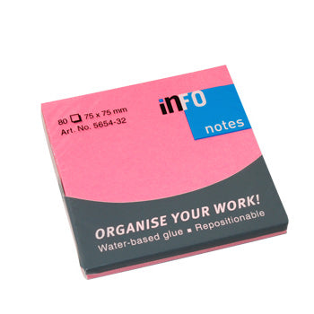 Bluepixel Equipamentos e Serviços Informáticos Lda | Bloco de Notas Aderentes Rosa 75x75mm 80 Folhas Infonotes Notas Aderentes