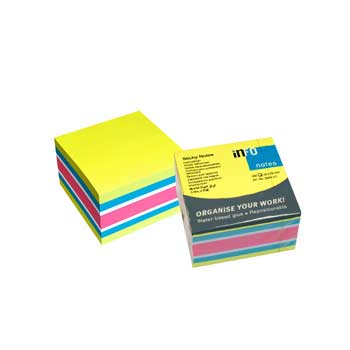Bluepixel Equipamentos e Serviços Informáticos Lda | Bloco de Notas Aderentes 7,5x7,5 cm 4 Cores com 450 Folhas Infonotes Notas Aderentes