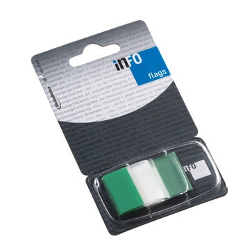 Bluepixel Equipamentos e Serviços Informáticos Lda | Separadores de Filme Adesivos Verdes 25x43mm - 50 unidades Infonotes Notas Aderentes Flag