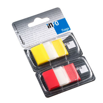 Bluepixel Equipamentos e Serviços Informáticos Lda | Separadores de Filme Adesivos 25x43mm Amarelo e Vermelho – 50 unidades Infonotes Notas Aderentes Flag