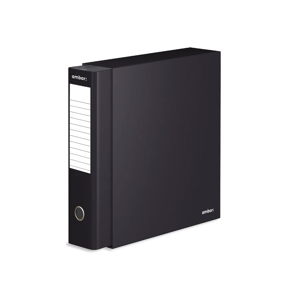 Bluepixel Equipamentos e Serviços Informáticos Lda | Pasta Armazenamento com Caixa Ambar e Calha Preta — Organize Documentos Ambar Pastas Arquivo