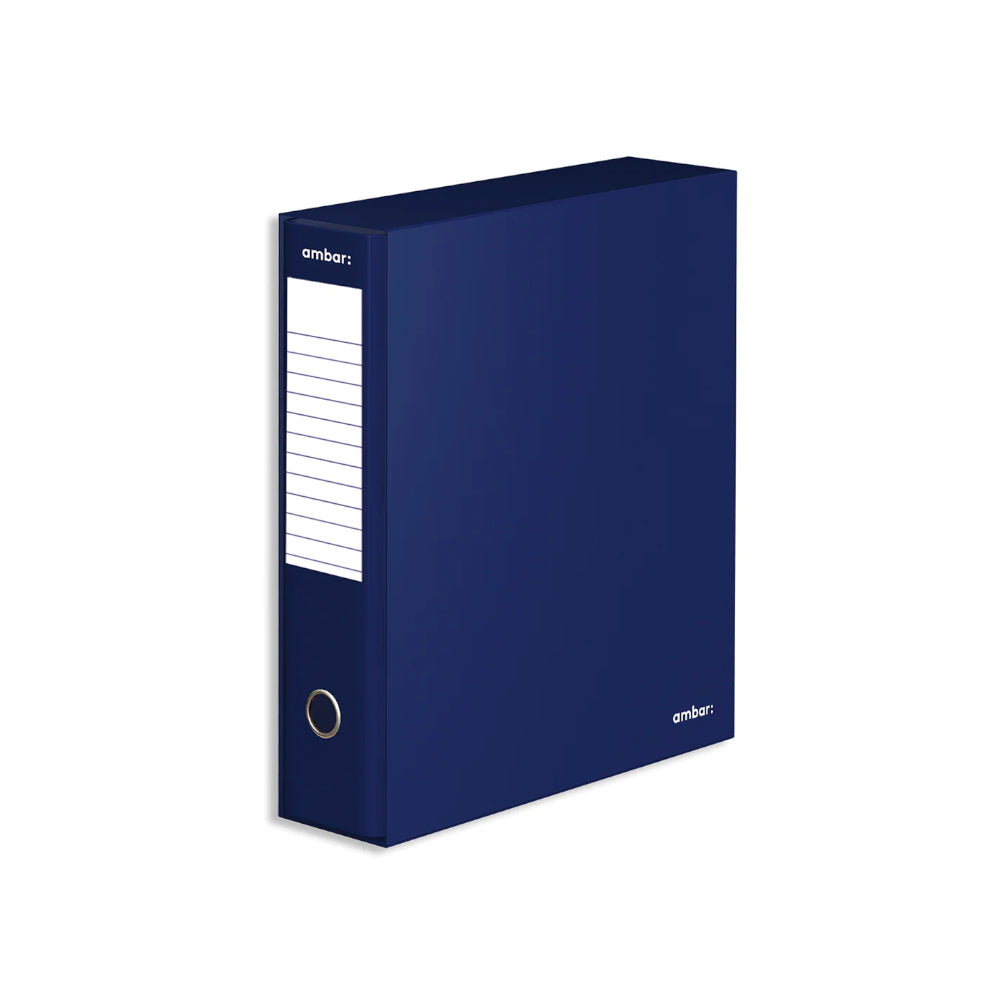 Bluepixel Equipamentos e Serviços Informáticos Lda | Pasta Arquivo Ambar com Caixa e Calha Azul - Organização Larga Ambar Pastas Arquivo