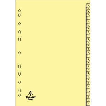 Bluepixel Equipamentos e Serviços Informáticos Lda | Separadores A4 Cartolina Numerados 1 a 31 - Organize Seus Documentos SmartD Separadores em Cartolina