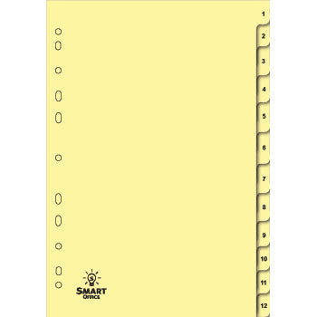 Bluepixel Equipamentos e Serviços Informáticos Lda | Separadores A4 Numerados 1-12 para Organizar Documentos SmartD Separadores em Cartolina