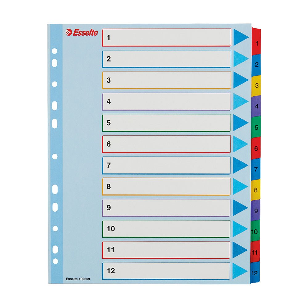 Bluepixel Equipamentos e Serviços Informáticos Lda | Separadores A4 Extra Largo Regraváveis - Pacote com 1 a 12 unidades Esselte Separadores em Cartolina
