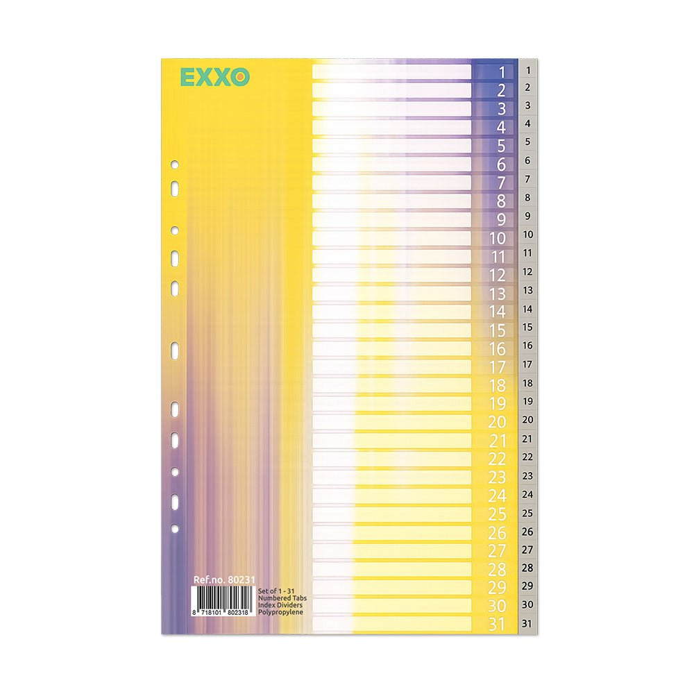 Bluepixel Equipamentos e Serviços Informáticos Lda | Separadores Plástico A4 Cinza 1-31 - Organização de Documentos Neutral Separadores em Plástico