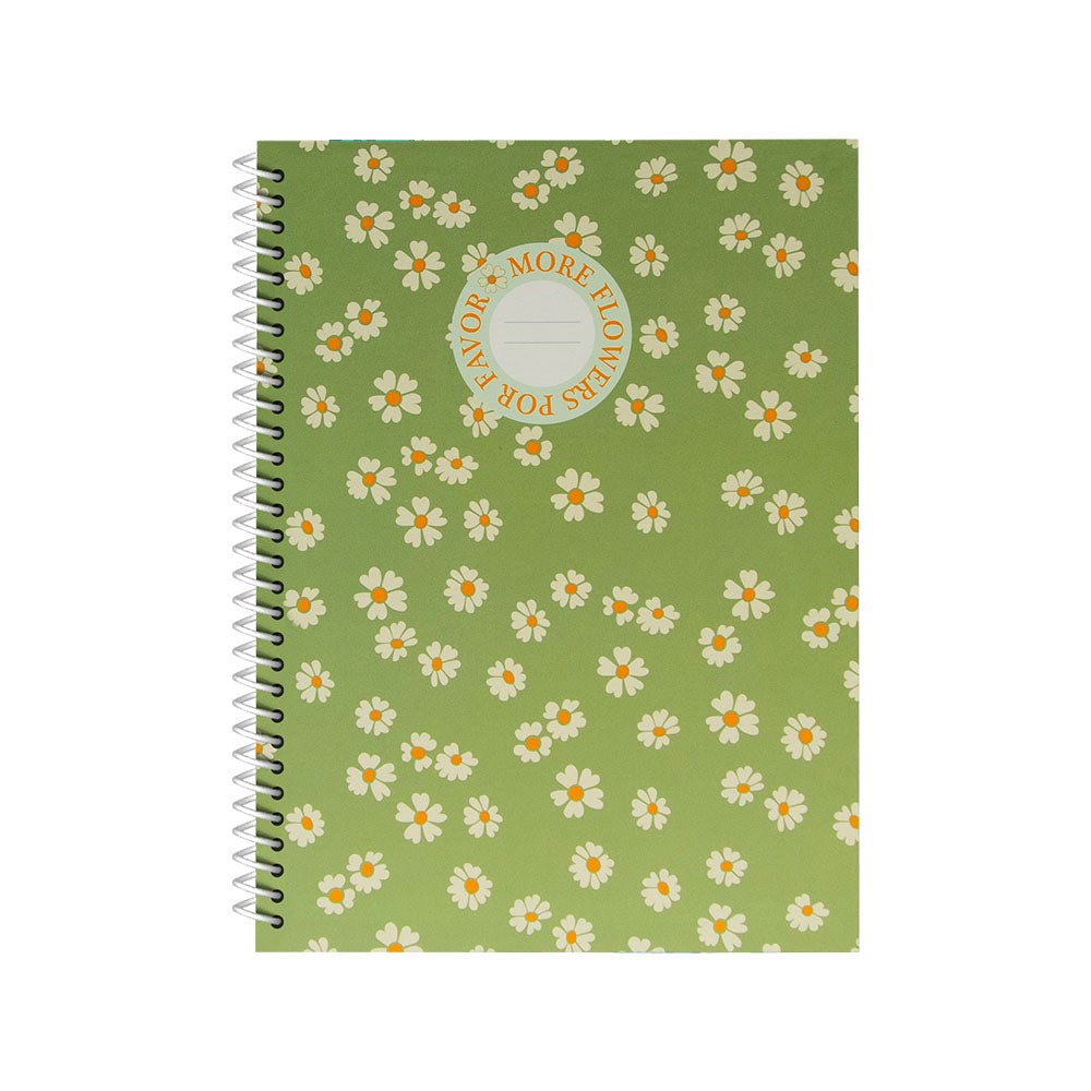 Bluepixel Equipamentos e Serviços Informáticos Lda | Caderno Espiral A4 Pautado Flowers Verde 80 Folhas Ancor Cadernos Espiral