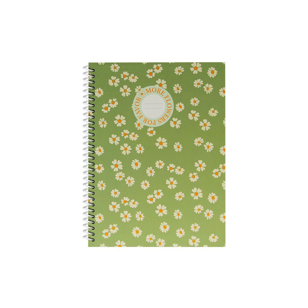 Bluepixel Equipamentos e Serviços Informáticos Lda | Caderno Espiral A5 Pautado Flowers Verde 80 Folhas | Lápis e Papel Ancor Cadernos Espiral