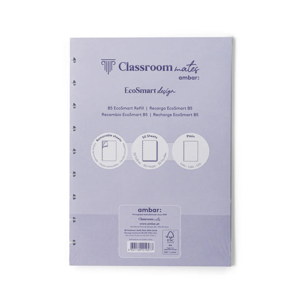 Bluepixel Equipamentos e Serviços Informáticos Lda | Recarga de Caderno EcoSmart Ambar B5 Liso – 50 Folhas Ambar Cadernos EcoSmart