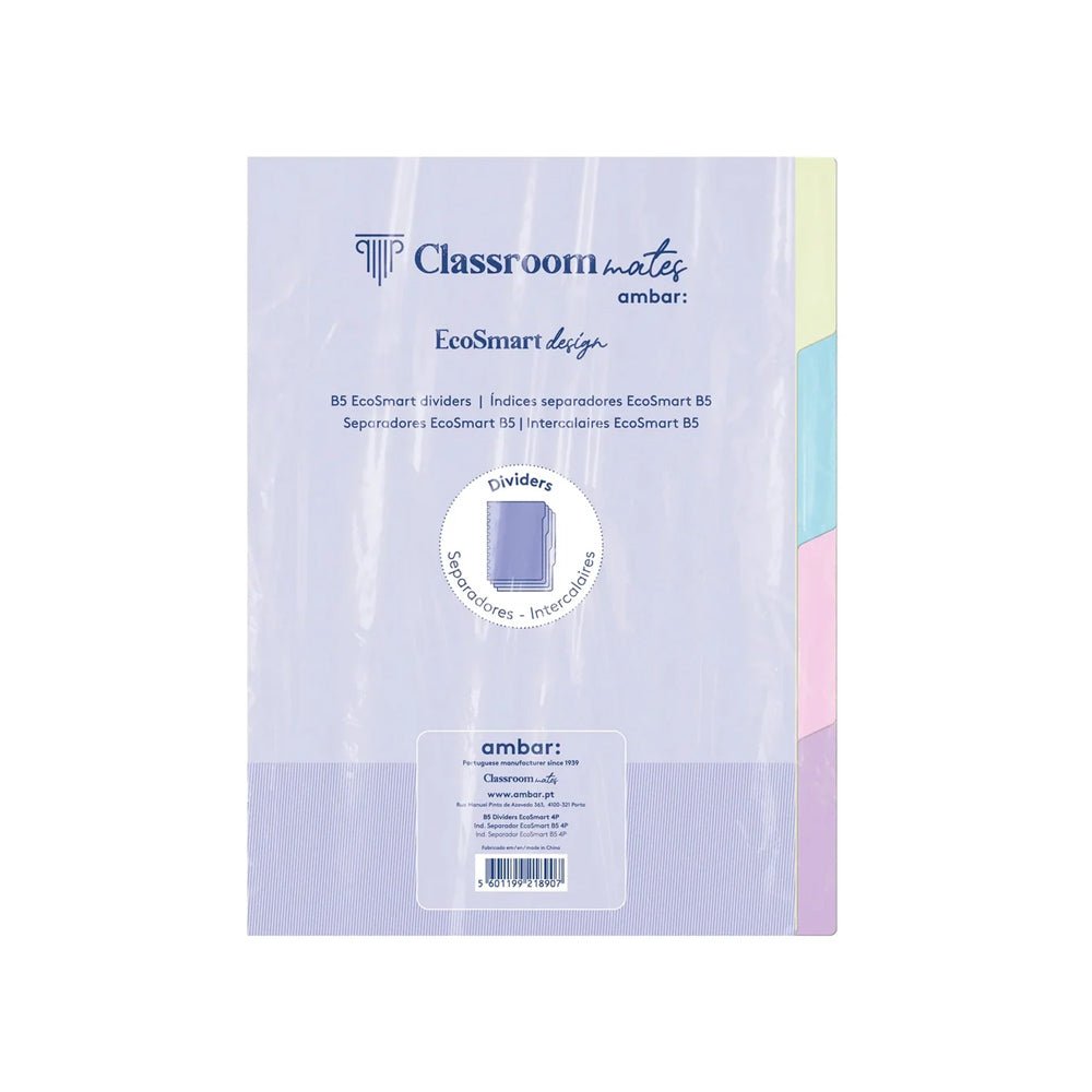 Bluepixel Equipamentos e Serviços Informáticos Lda | Separadores de Caderno EcoSmart Ambar B5 — Kit com 4 unidades Ambar Cadernos EcoSmart