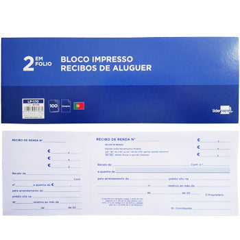 Bluepixel Equipamentos e Serviços Informáticos Lda | Bloco de Recibos de Renda para Particulares e Comerciais Neutral Blocos Pré-Impressos