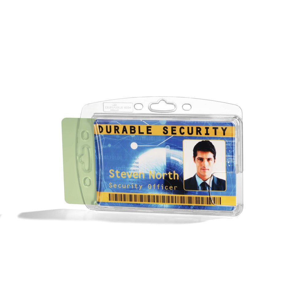 Bluepixel Equipamentos e Serviços Informáticos Lda | Porta-Nomes Horizontal/Vertical 85x54mm para 2 Cartões - 10 un Durable Porta-Nomes