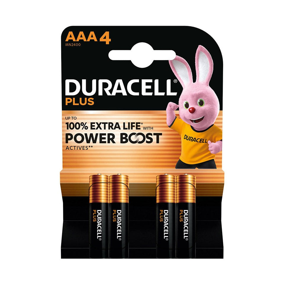 Pilhas AAA LR03 Alcalinas 1.5V Power Boost Duracell Plus 4un