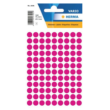 Bluepixel Equipamentos e Serviços Informáticos Lda | Etiquetas Redondas 08mm Rosa Herma 1836 - Pack com 540 unidades Herma Etiquetas