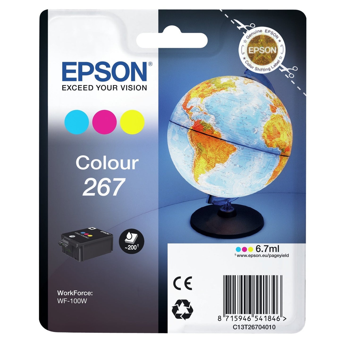 Tinteiro EPSON 267 Cor para WorkForce WF-100W | Tinta de Qualidade Epson