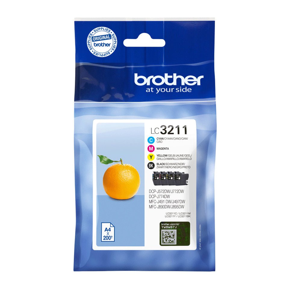 Tinteiro BROTHER LC3211VAL Pack 4 Cores para DCP-J572 e MFC J491/497/890/895 Brother