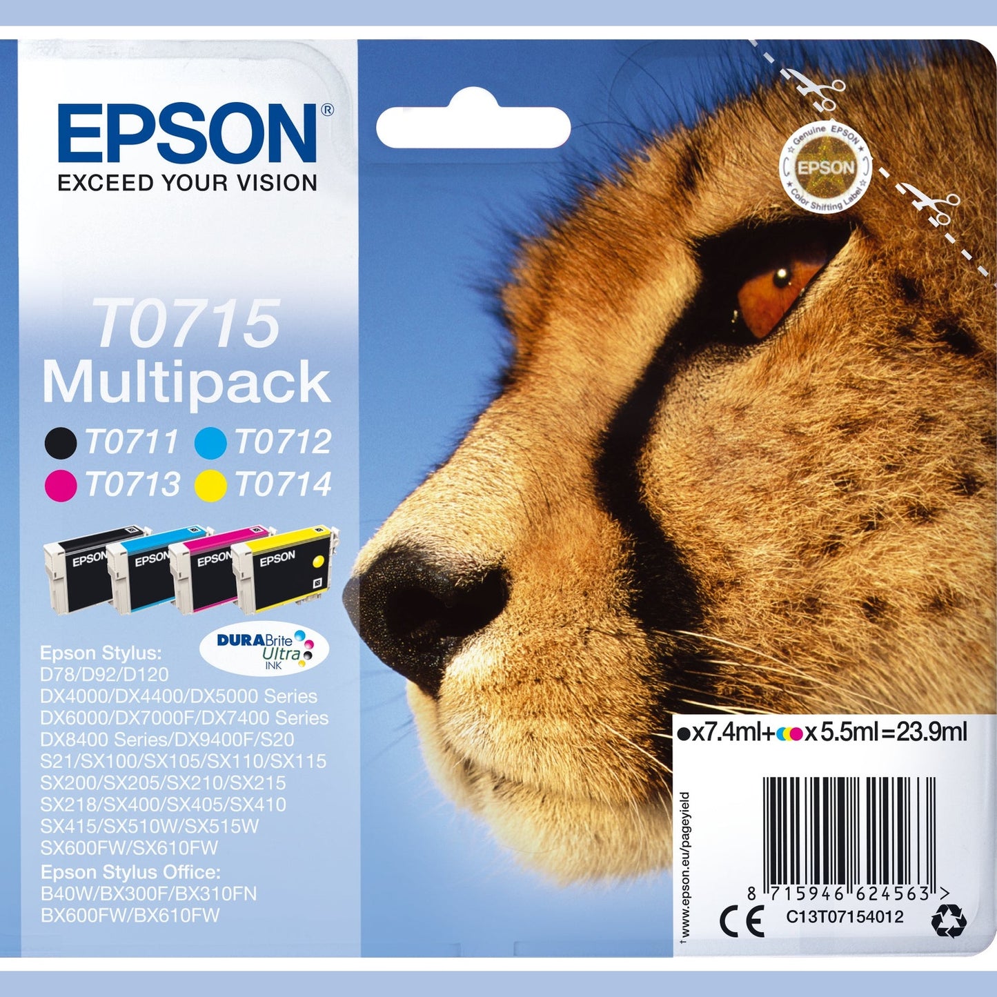 Tinteiro EPSON T0715 Multipack 4 Cores + RF - D78/DX4000/4050/5000/5050