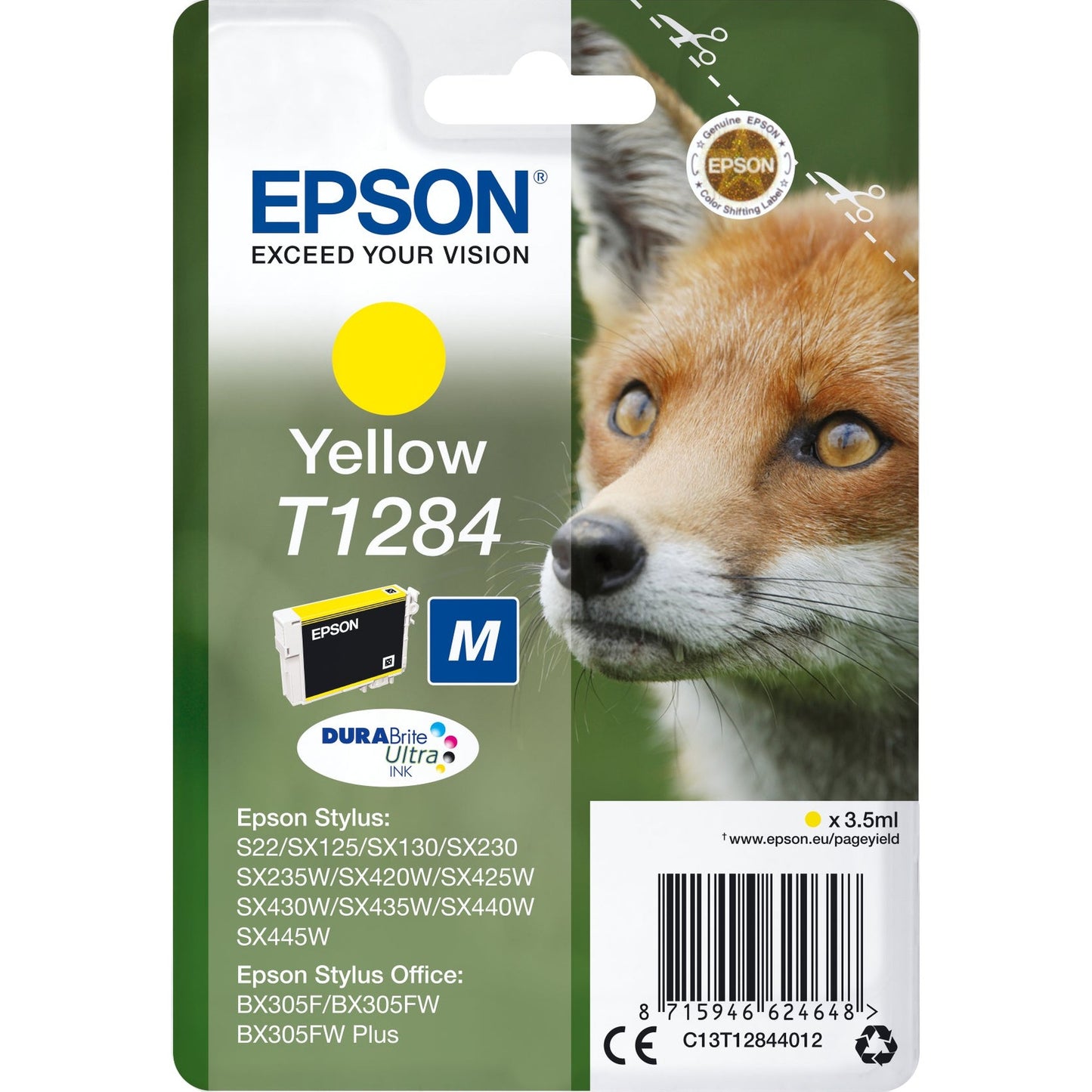 Tinteiro EPSON T1284 Amarelo M - Stylus S22/SX42xW/BX305