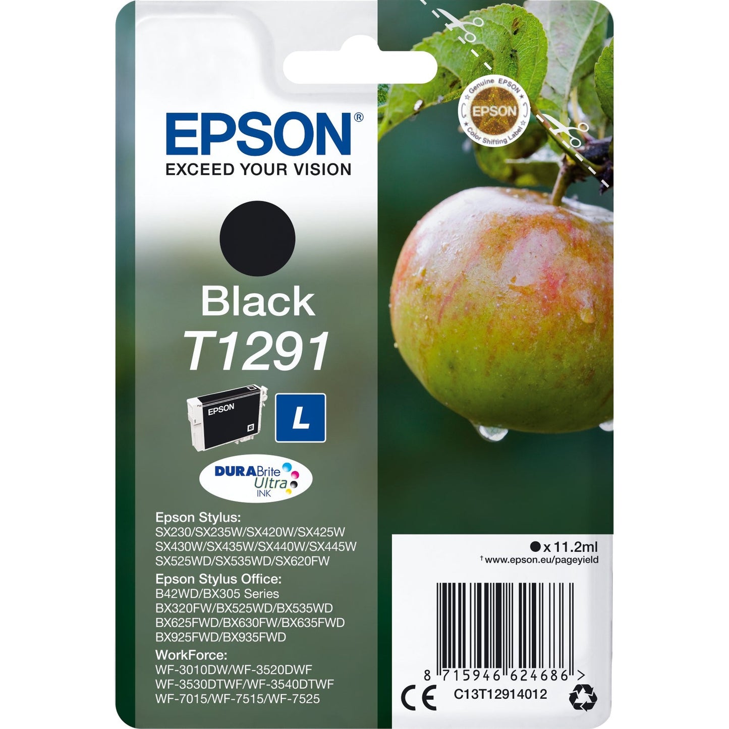 Tinteiro EPSON T1291 Preto L - Stylus B42,BX3xx/5xx/6xx/9xx,SX4xx/5xx/620