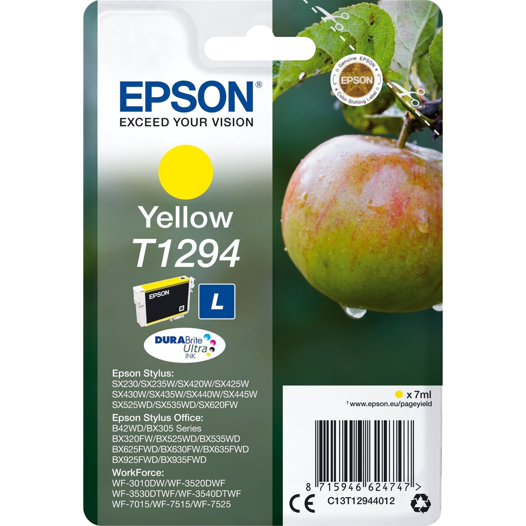 Tinteiro EPSON T1294 Amarelo L - Stylus B42,BX3xx/5xx/6xx/9xx,SX4xx/5xx/620