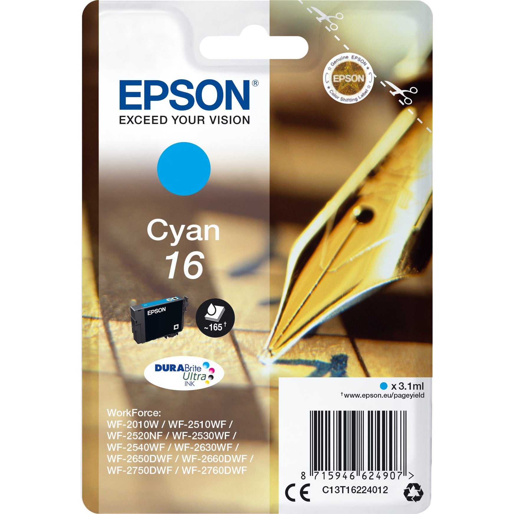 Tinteiro EPSON 16 Ciano - WF-2010/251xx/26xx/27xx