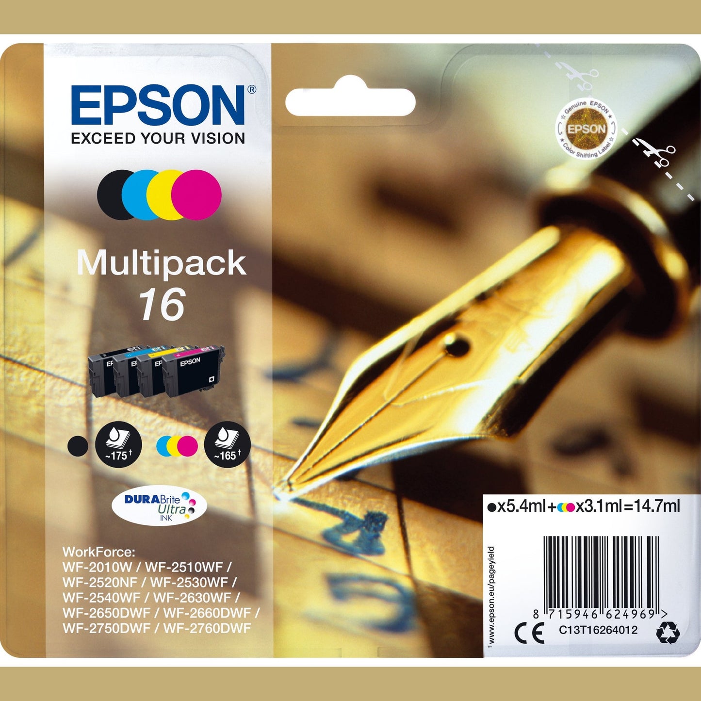 Tinteiro EPSON 16 Multipack 4 Cores - WF-2010/251xx/26xx/27xx